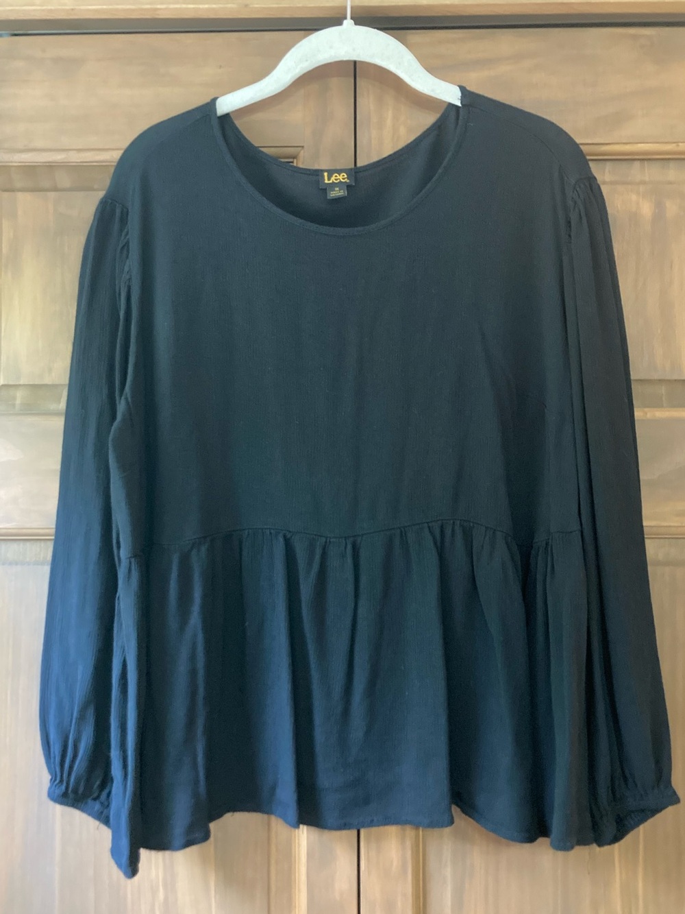 Lee Black Long Sleeve Peplum Top 1X
